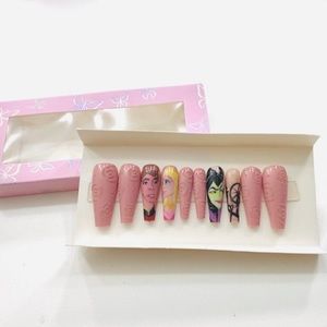 Hand painted sleeping beauty press on nails